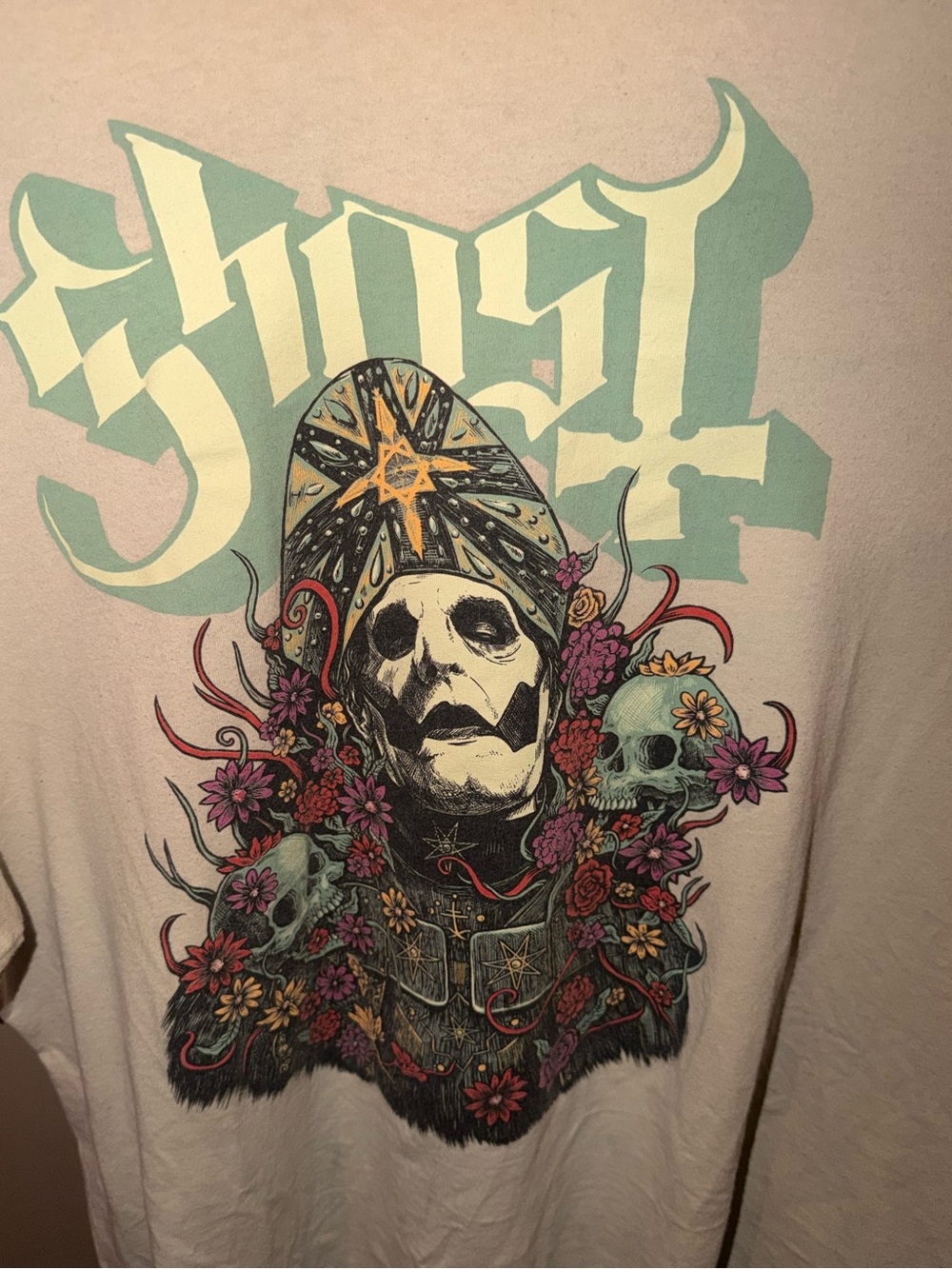 Ghost Band Graphic Short Sleeve Tee - “Papa” in florals